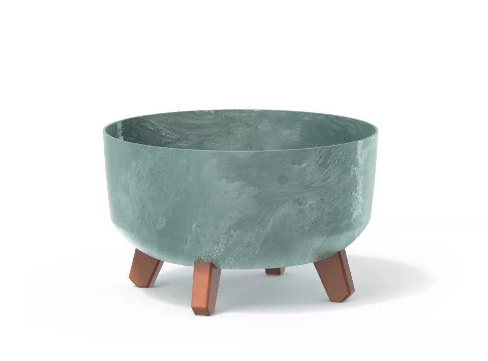 image 1 of 30cm Round Concrete Look Planter with Legs | Grey | 1