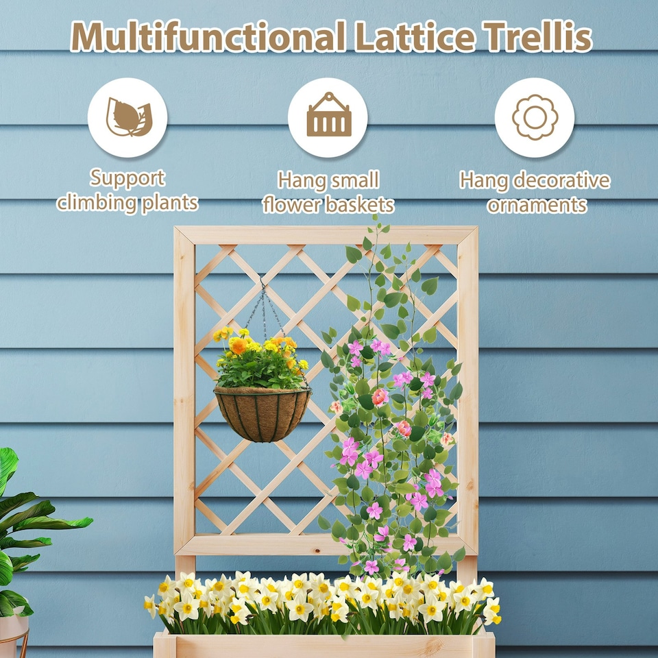 image 1 of COSTWAY Raised Garden Bed 104 cm Wooden Elevated Planter N/A