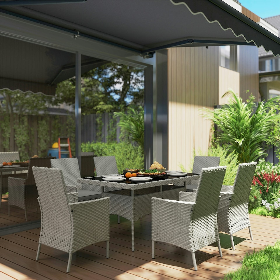 image 1 of Outsunny 6 Seater Rattan Garden Furniture Set with Cushions