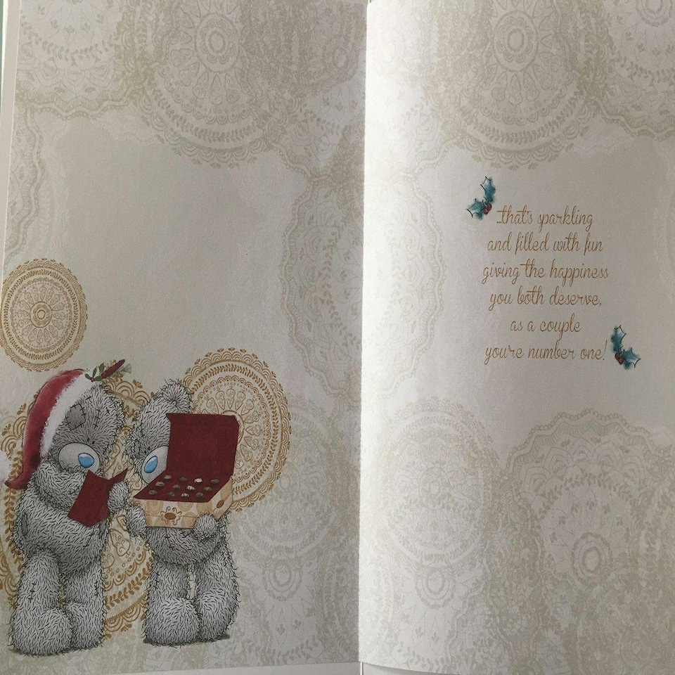 image 1 of ME TO YOU FOR A SPECIAL SON & DAUGHTER-IN-LAW CHRISTMAS CARD TATTY TEDDY BEAR
