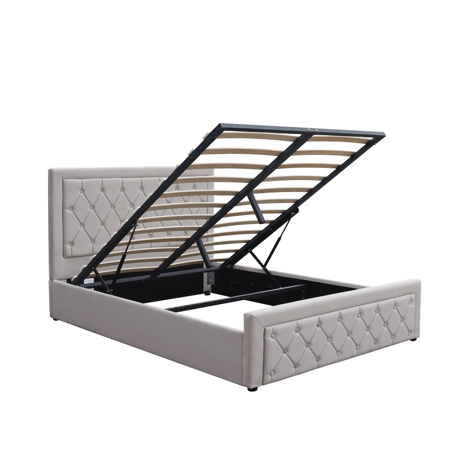 image 1 of Ottoman Storage Gaslift Bed 4ft Small Double Grey Velvet Bedroom Furniture