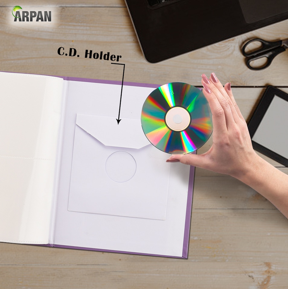 image 1 of ARPAN 6x4 Photo Album 200 Photos Slip In Picture Storage Book with Front Cover Window Plastic Jacket and CD/DVD Pocket | Purple | Purple Birds