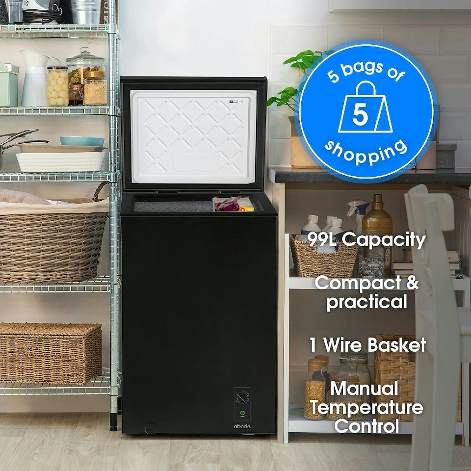 image 1 of Abode A99CF0E1B Chest Freezer 99L Black Suitable for Garages & Outbuildings Black