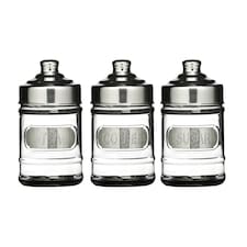 Luca Set of Three Glass Jars with Aluminium Lids