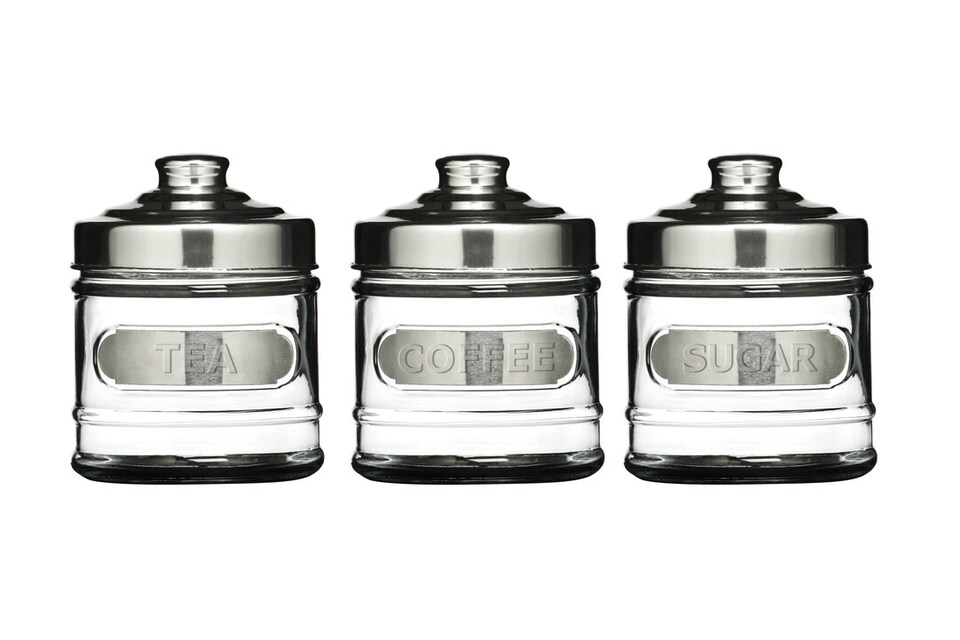 image 1 of Luca Set of Three Glass Jars with Aluminium Lids
