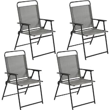 Yaheetech Set of 4 Outdoor Texteline Foldable Dining Chairs-Grey | Grey | Grey | One Size