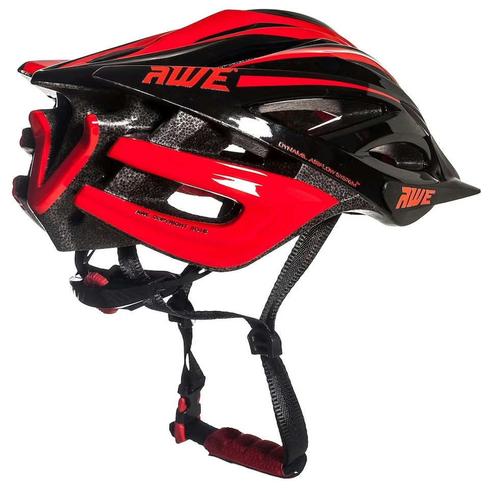 image 1 of AWE AweBlade In Mould Adult Bike Helmet Medium 55-58cm Black/Red Crash Guarantee* | Black | Red