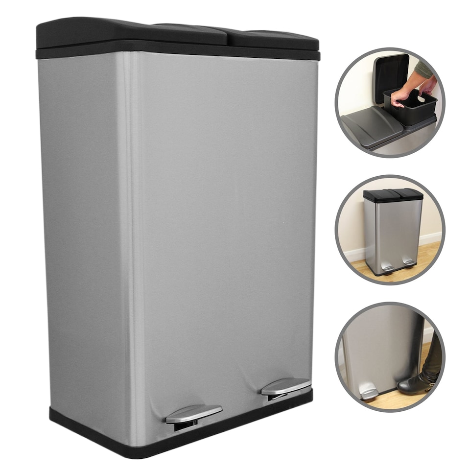 image 1 of 60L Dual Pedal Bin In Stainless Steel