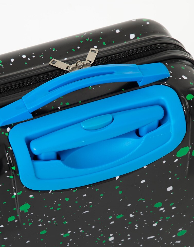 image 1 of Sonic The Hedgehog Kids Suitcase | Black Small Cabin Bag For Boys & Girls | Carry On Trolley with Extendable Handle | Paint Splatter Gaming Fun | Game Movie Travel Accessory for Children & Teens