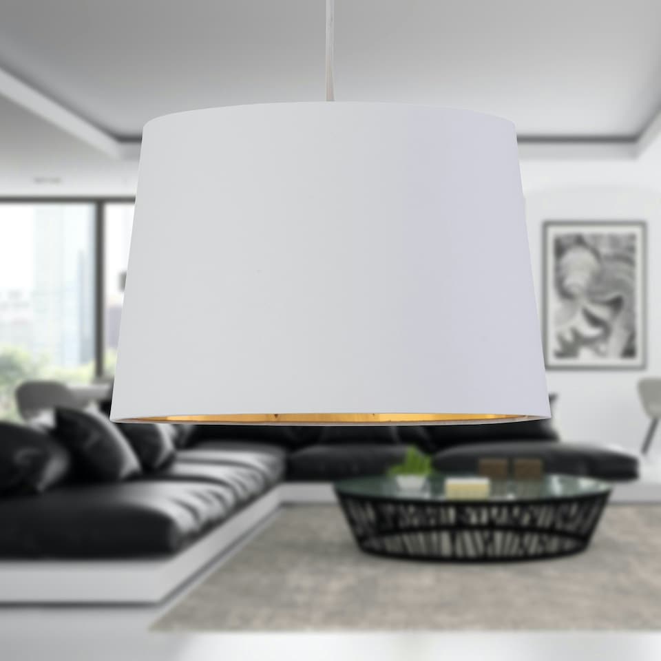 image 1 of First Choice Lighting Set of 2 Zoey White with Gold Inner Easy Fit Pendant or Lamp Shades White | Gold