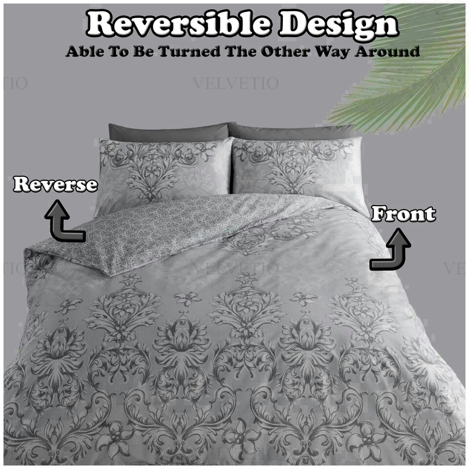 image 1 of VELVETIO Antoinette Printed Duvet Cover Set Reversible Polycotton Beddings N/A | Duck Egg | Double