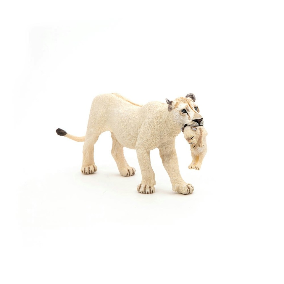 image 1 of PAPO Wild Animal Kingdom White Lioness with Cub Toy Figure