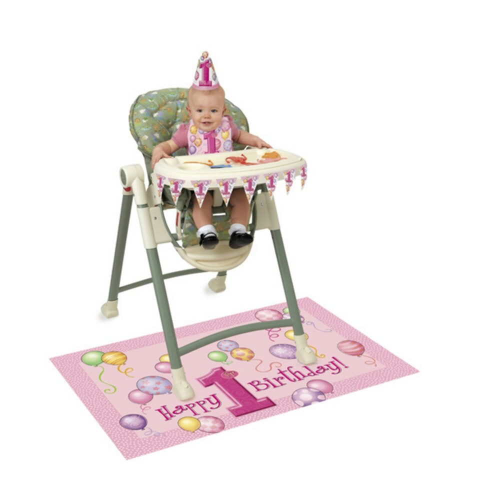 image 1 of Unique Party 1st Birthday High Chair Kit - Pink - One Size
