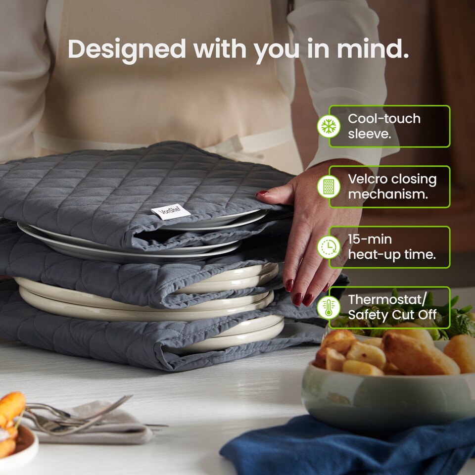 image 1 of VonShef Plate Warmer Electric for 12 Plates Double Insulated