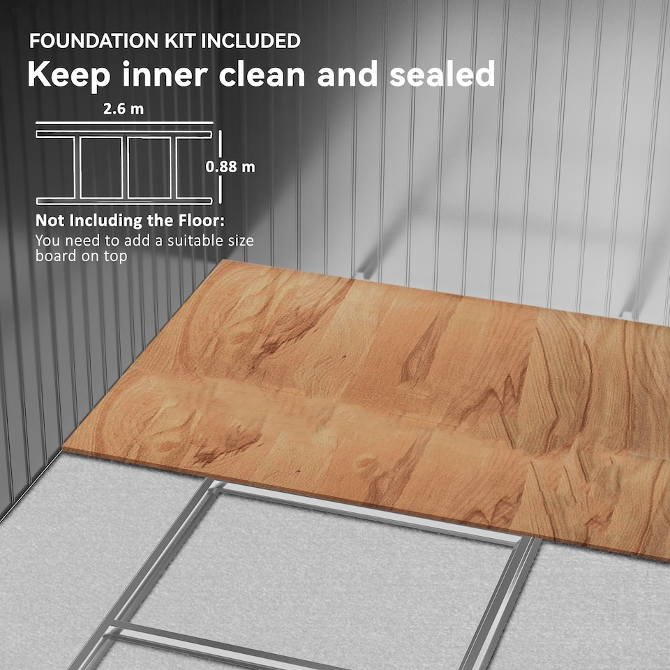 image 1 of Outsunny 9 x 6ft Metal Garden Shed, Outdoor Storage Tool House with Ventilation Slots, Foundation Kit and Lockable Double Doors, Brown