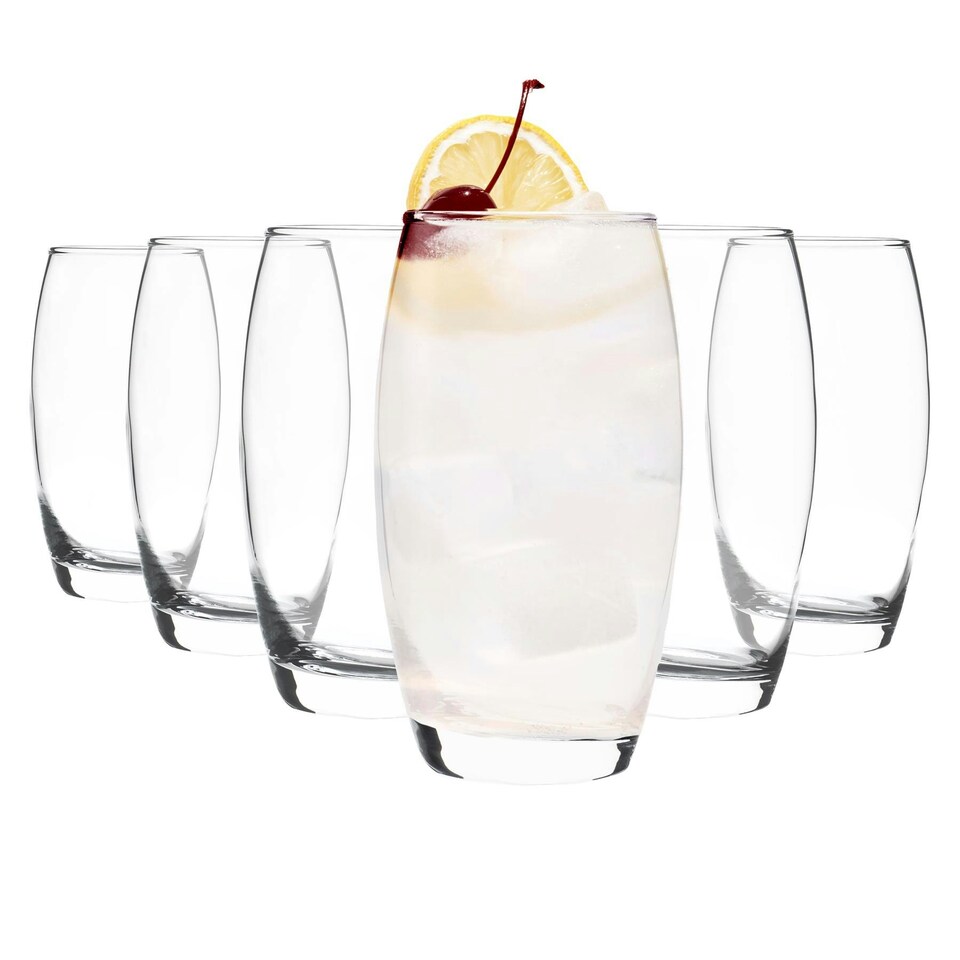 image 1 of Argon Tableware 510ml Tondo Highball Glasses - Pack of 6 - Juice Glass Dishwasher Safe Drinking Glass Drinks Glass Clear