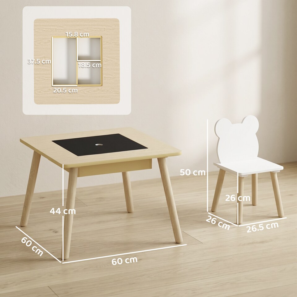 image 1 of AIYAPLAY 3-Piece Toddler Table and Chairs Set for Nursery, Playroom | Yellow
