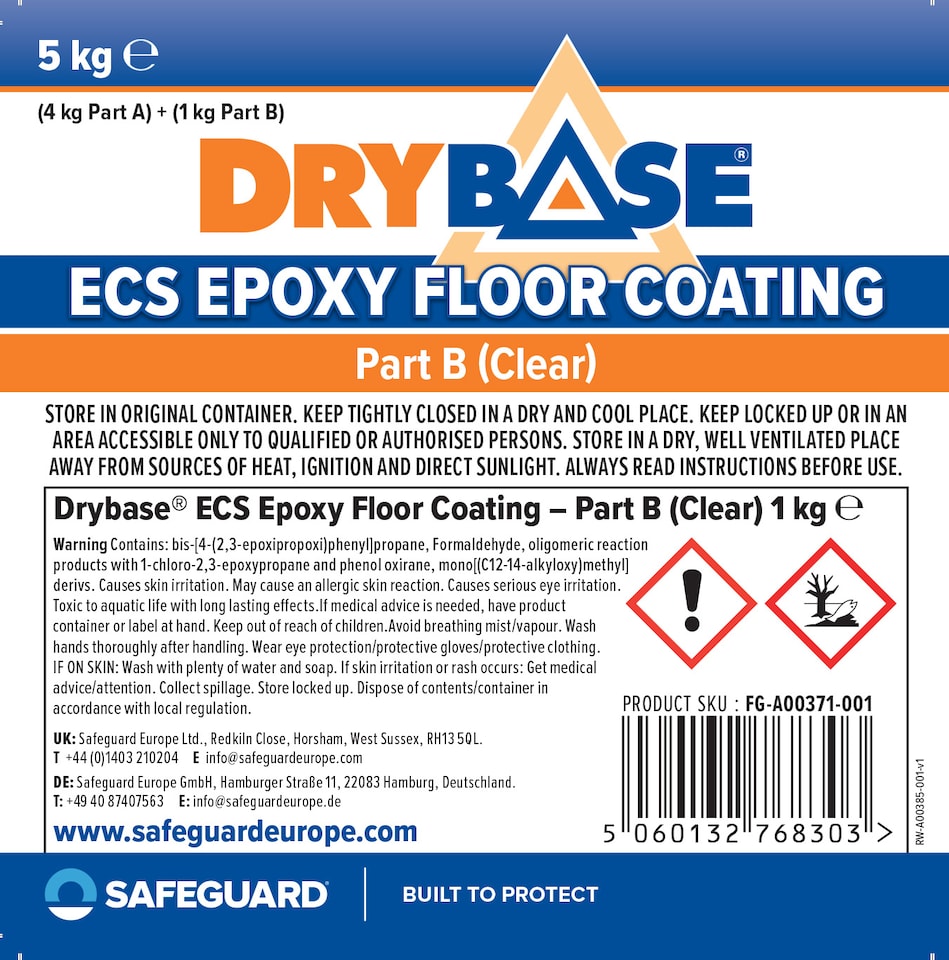 image 1 of Drybase ECS Epoxy Floor Paint 5 Kg (Grey) - Waterproof Concrete Floor Paint for Garage, Kitchen or Industrial Factory Areas