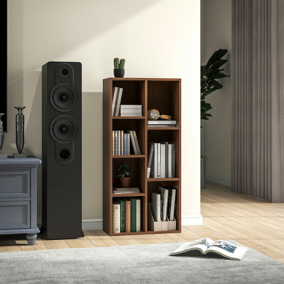 image 1 of HOMCOM Bookcase Modern Bookshelf Cabinet for Home Office Walnut