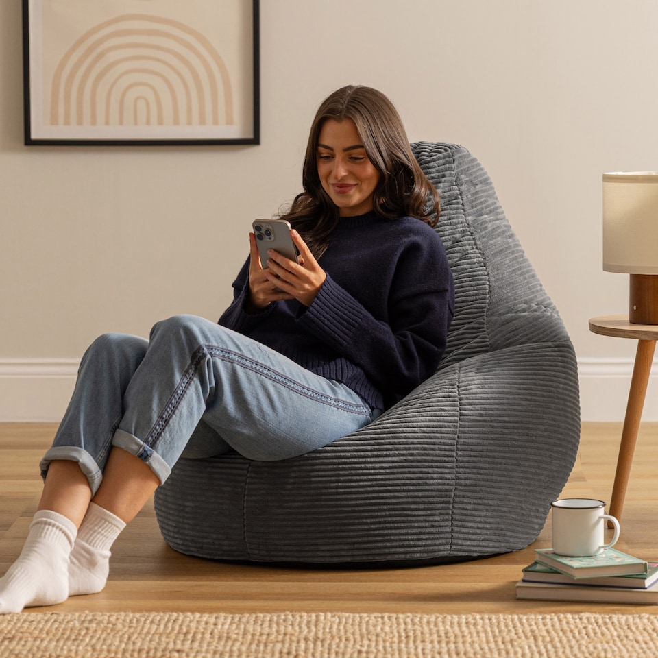 image 1 of Dalton Medium Beanbag Corduroy Charcoal | Grey | Chacroal | 1