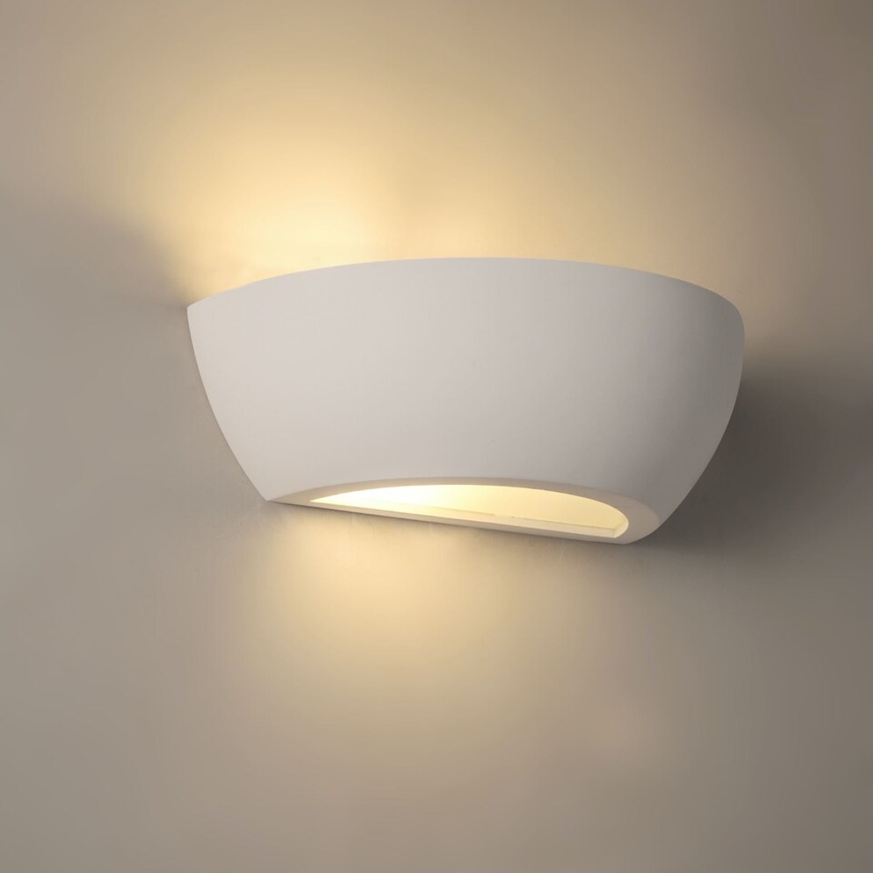 image 1 of Set of 2 Mazzaro - White E14 Plaster Wall Lights | White | 2