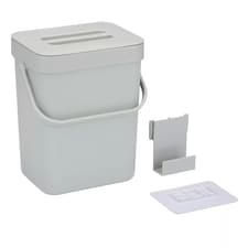 3L Wall Mounted Hanging Recycling Waste Bin Kitchen Cabinet Door with Handle & Lid | Grey | Grey