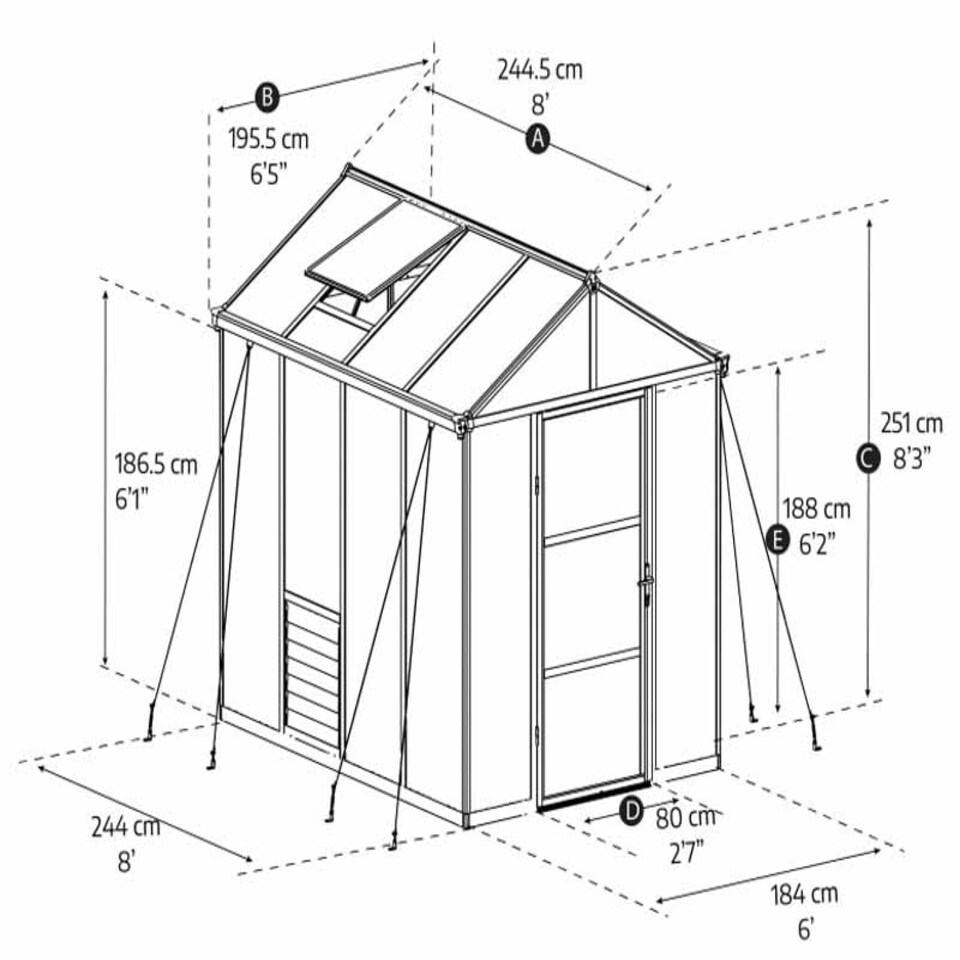 image 1 of Greenhouse Glory 6 x 8 - Polycarbonate - L244.5 x W195.5 x H251 cm - Grey