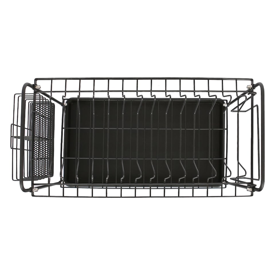image 1 of Harbour Housewares Metal 2-Tier Dish Drainer Rack with Drip Tray - Black | Black | Black