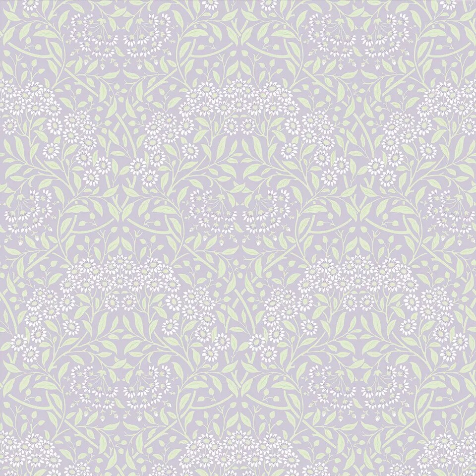 Sample of Vintage Daisy Wallpaper in Lavender and Sage | Purple | Lavender and Sage