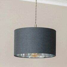 ValueLights Reni Charcoal Chrome Drum Shade 3 Drop Bar Chrome Diner Ceiling Light and Bulbs Silver