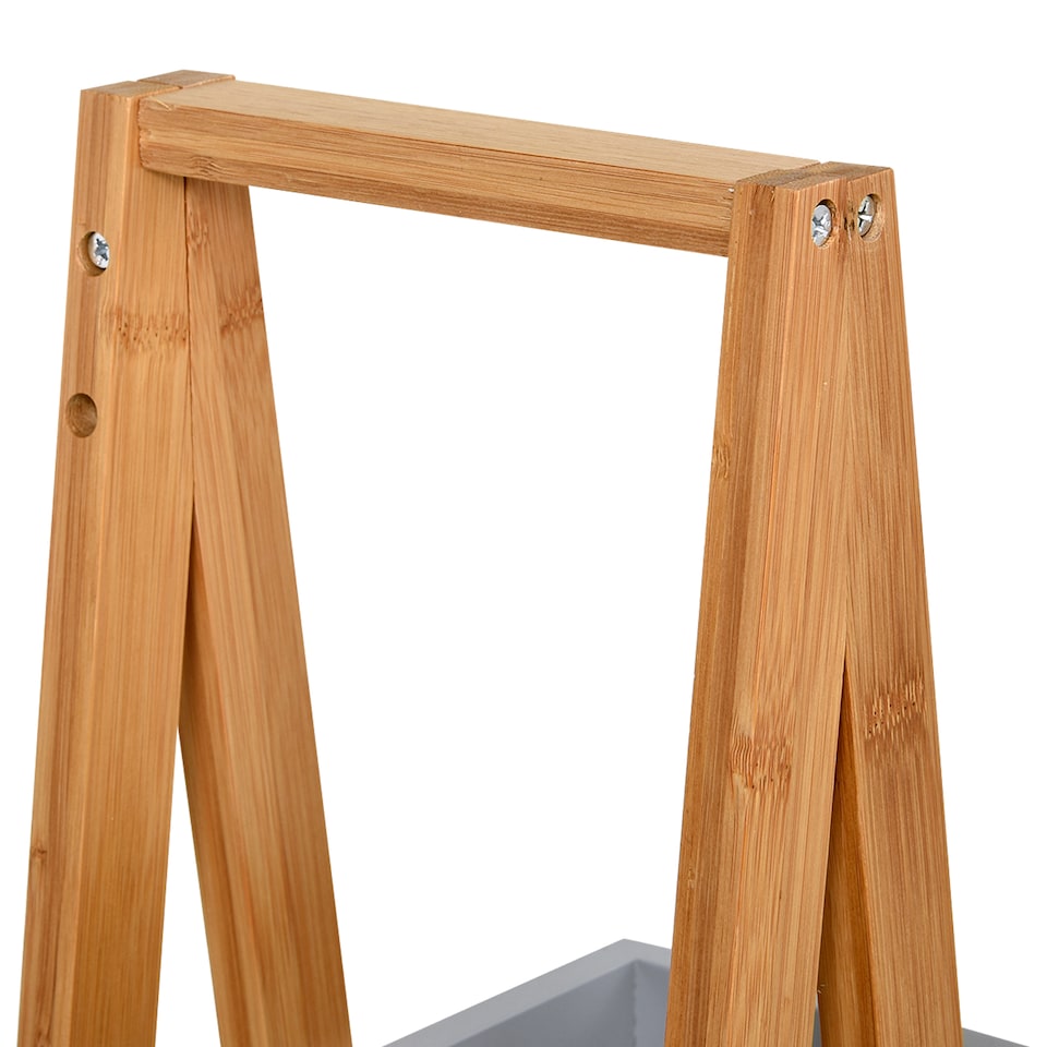 image 1 of kleankin Bathroom Storage Shelves, 3-Tier Slim Shelving Unit, Freestanding Bamboo Shelf Unit, A Frame Space Saver Toilet Rack, Natural