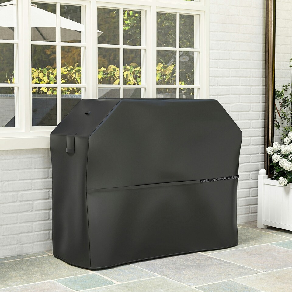 image 1 of Outsunny Barbecue Cover, Waterproof UPF30+ Rip-Proof, 147 x 61 x 122 cm Black | Black