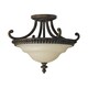image 1 of Drawing Room 2 Light Ceiling Semi Flush Light Walnut, E27