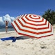image 2 of The Magic Toy Shop Beach Parasol Red Striped Tilting Height Adjustable Portable Sun Shade