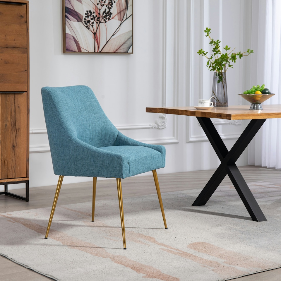 image 1 of Set of 2 Lograto Fabric Dining Chairs - Teal