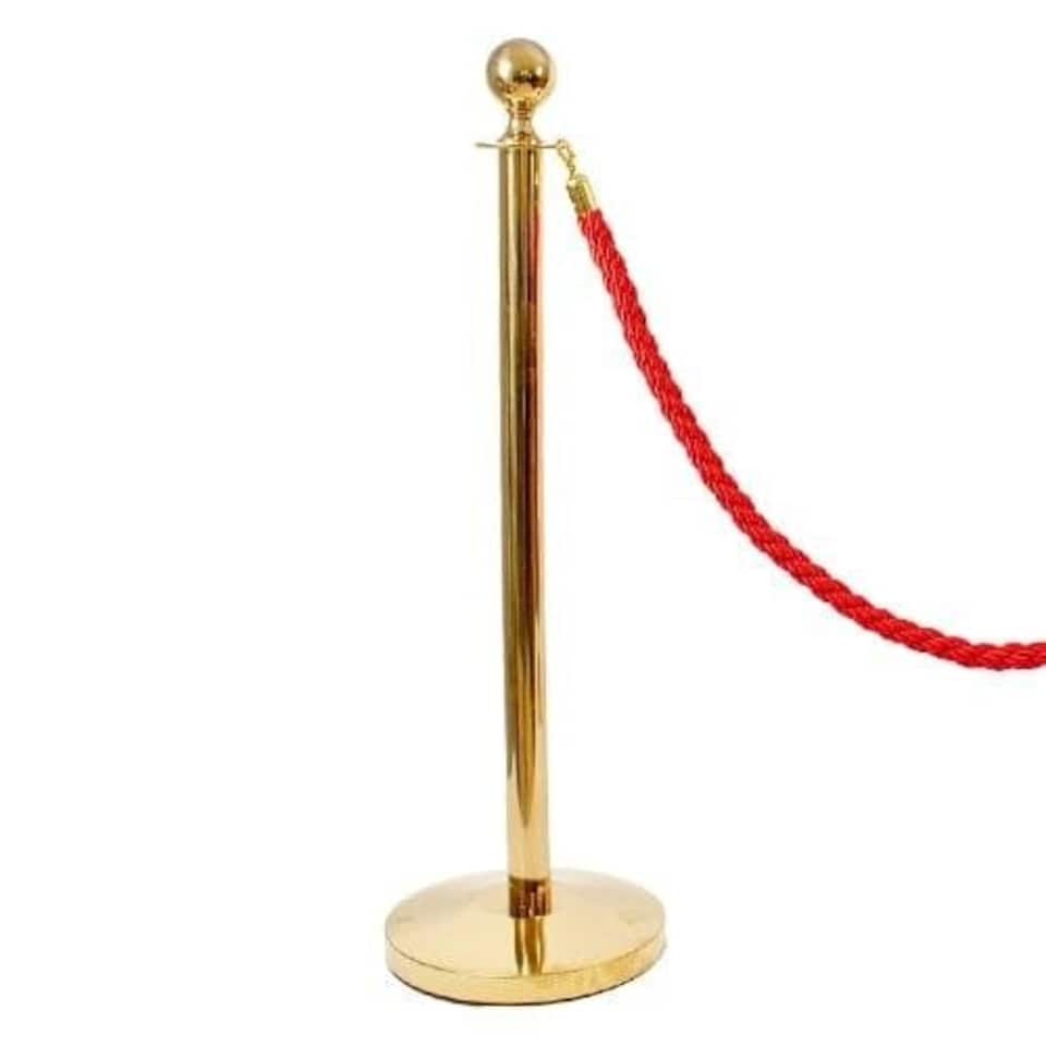 image 1 of 1 Prestige Brass Pole With 1 Red Braided Rope