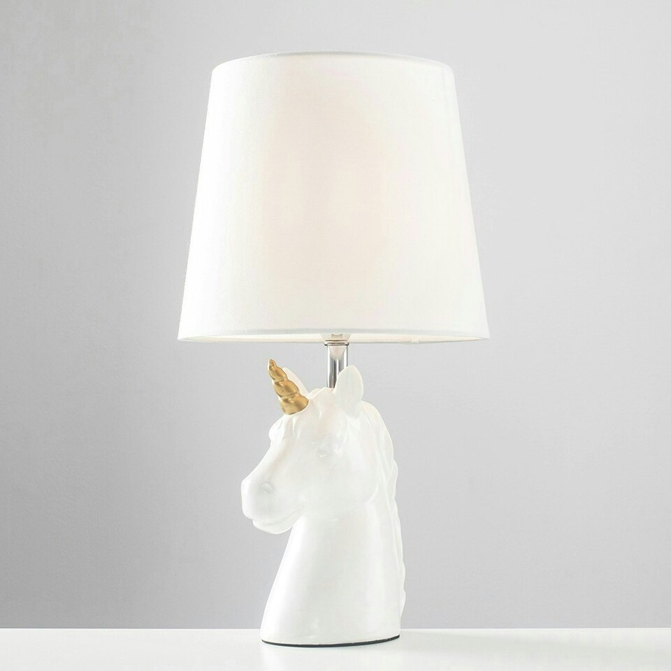 image 1 of ValueLights Unicorn Table Lamp With White Shade - Includes Bulb