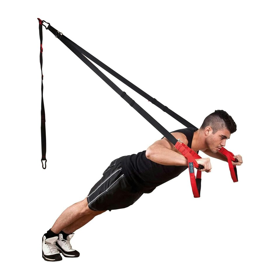 image 1 of Fitness Mad Pro Suspension Trainer - Black/Red - One Size