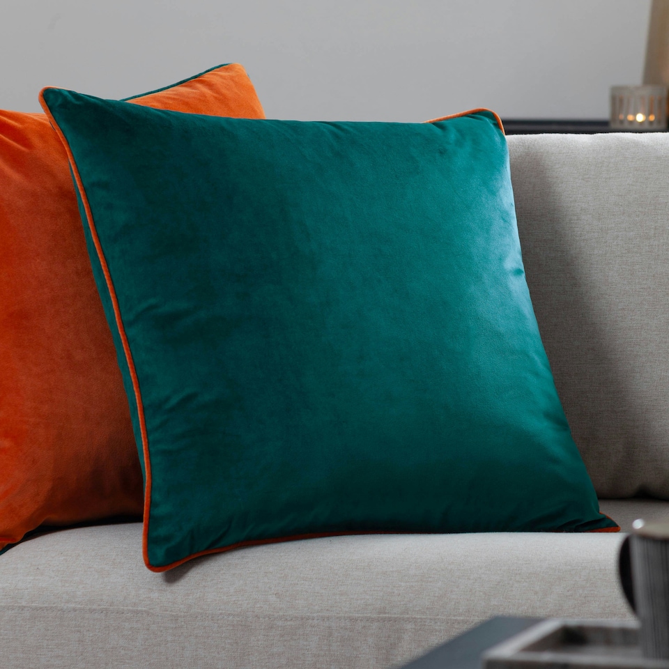 image 1 of Furn Meridian Velvet Polyester Filled Cushion Blue | 45 cm x 45 cm