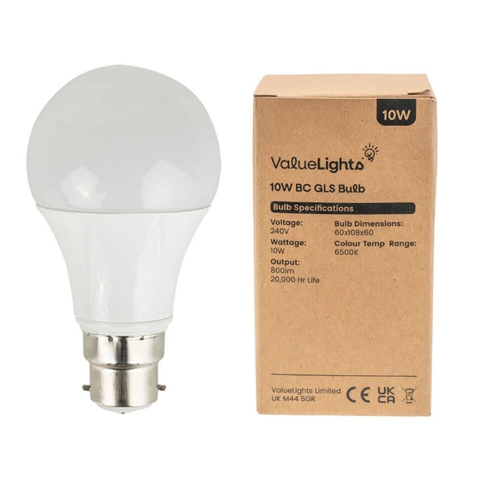 image 1 of ValueLights 4 Pack B22 White GLS Light Bulbs | White