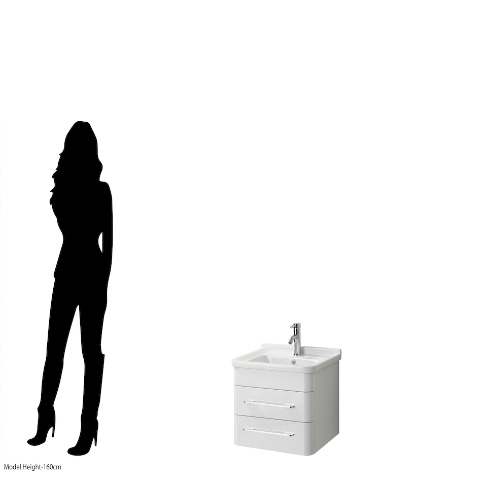 image 1 of Savannah White Hi Gloss Under Basin 2 Drawer Cabinet | White