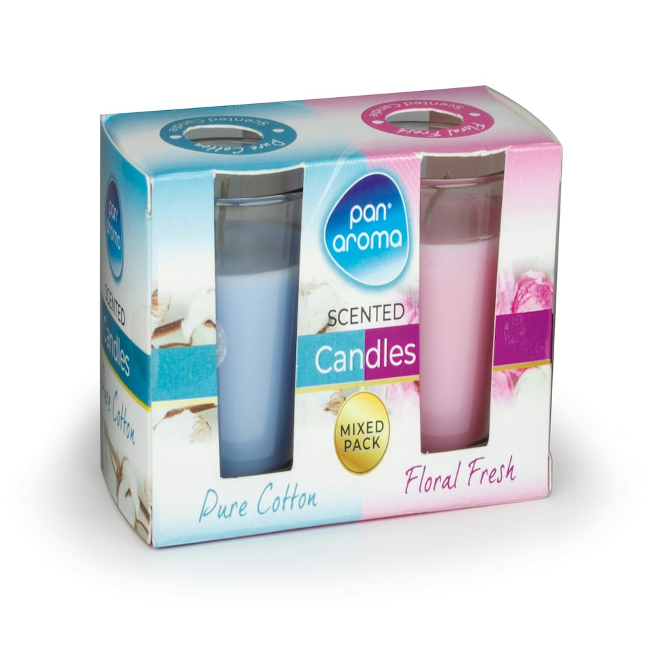 Pack of 2 Floral Fresh and Pure Cotton Scented Glass Candles