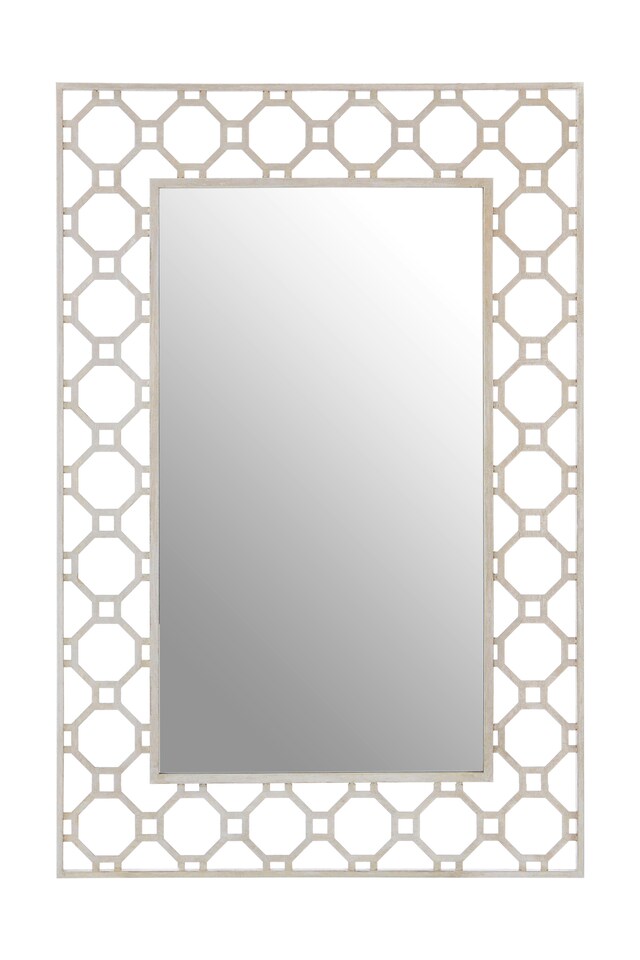 image 1 of Orsina Contemporary Design Arabesque Wall Mirror, Reflective Rectangular Frame New Mirrors, Metallic Accent Mirror