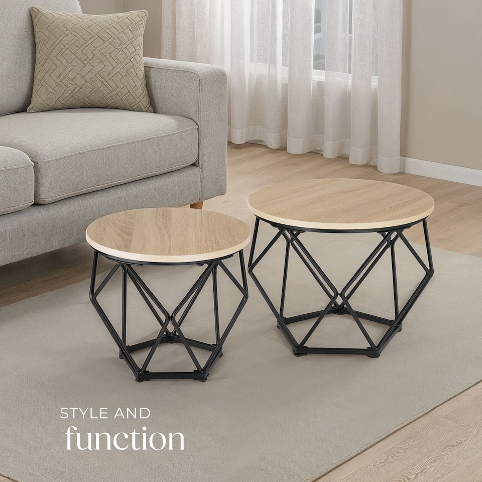 image 1 of Coffee Table Set 2-Piece Benham | Brown | industrial wood light, oak Sonoma | 50 x 50 x 40 cm | 1