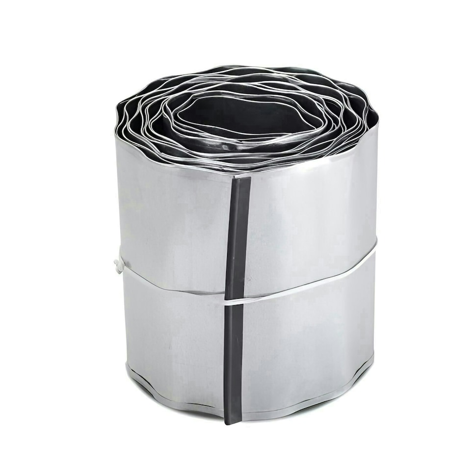 image 1 of Pack of 2 x 5m Galvanised Wavy Lawn Edging Rolls in Silver Silver
