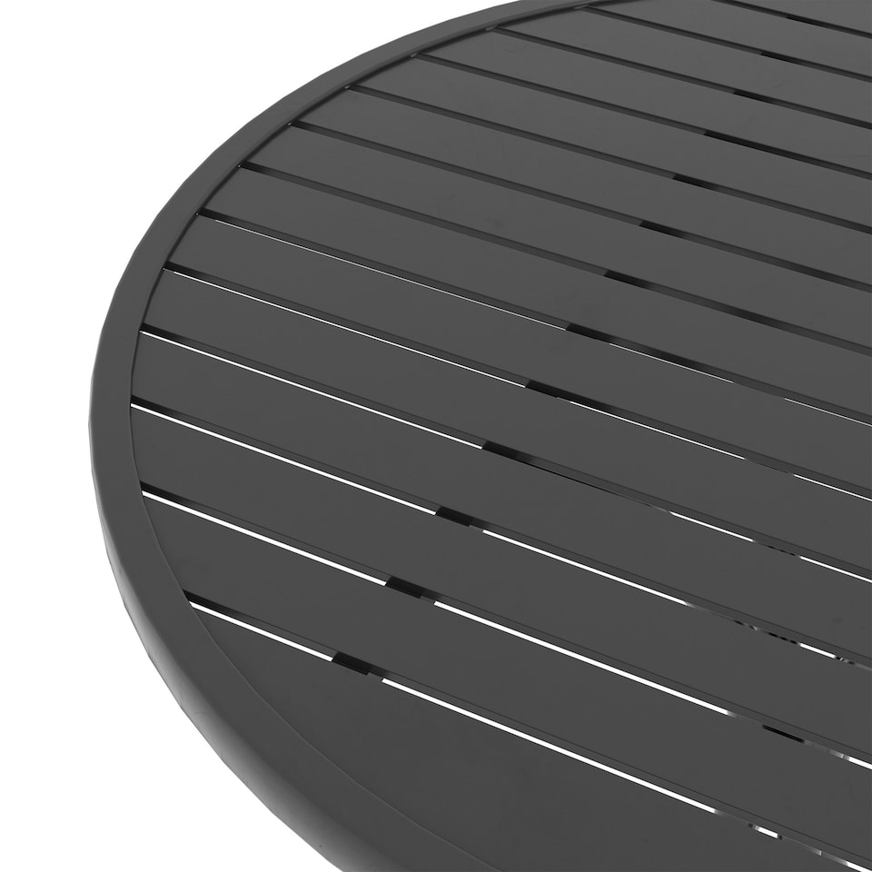 image 1 of Outsunny Round Garden Table Outdoor Side Table with Steel Frame Black