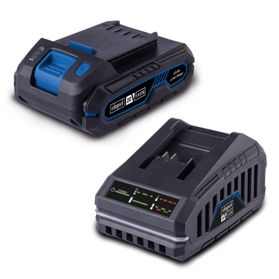 image 1 of Scheppach 20V 2.0Ah Battery & Charger Starter Kit, IXES Cordless System