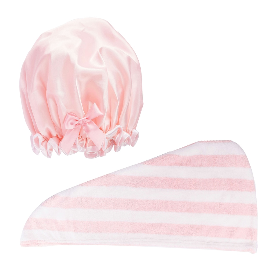 image 1 of Brushworks Luxury Hair Towel & Shower Cap