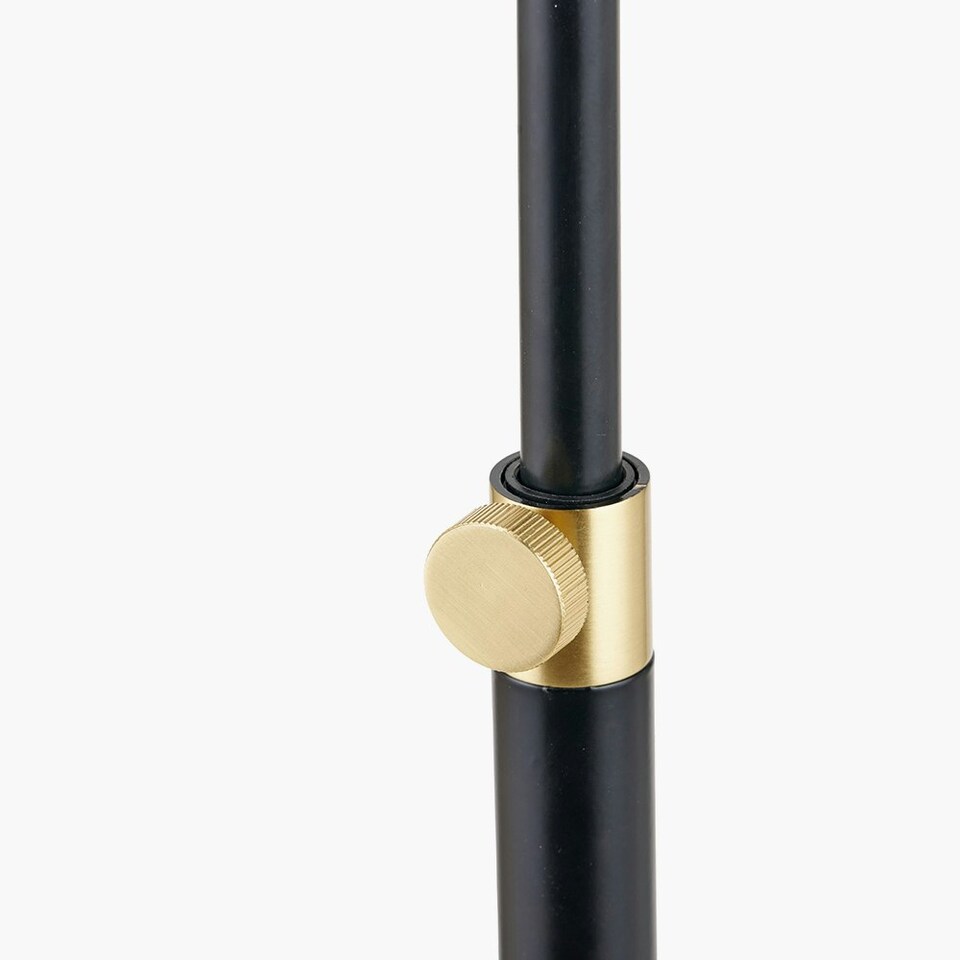 image 1 of Black and Gold Metal Rise and Fall Floor Lamp Black | Gold