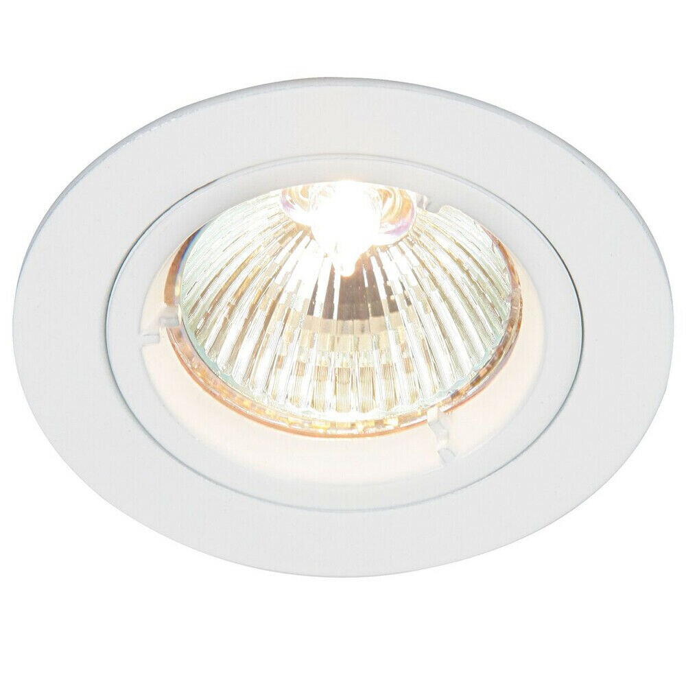 Loops Fixed Round Recess Ceiling Down Light Gloss White 80mm Flush GU10 Lamp Fitting